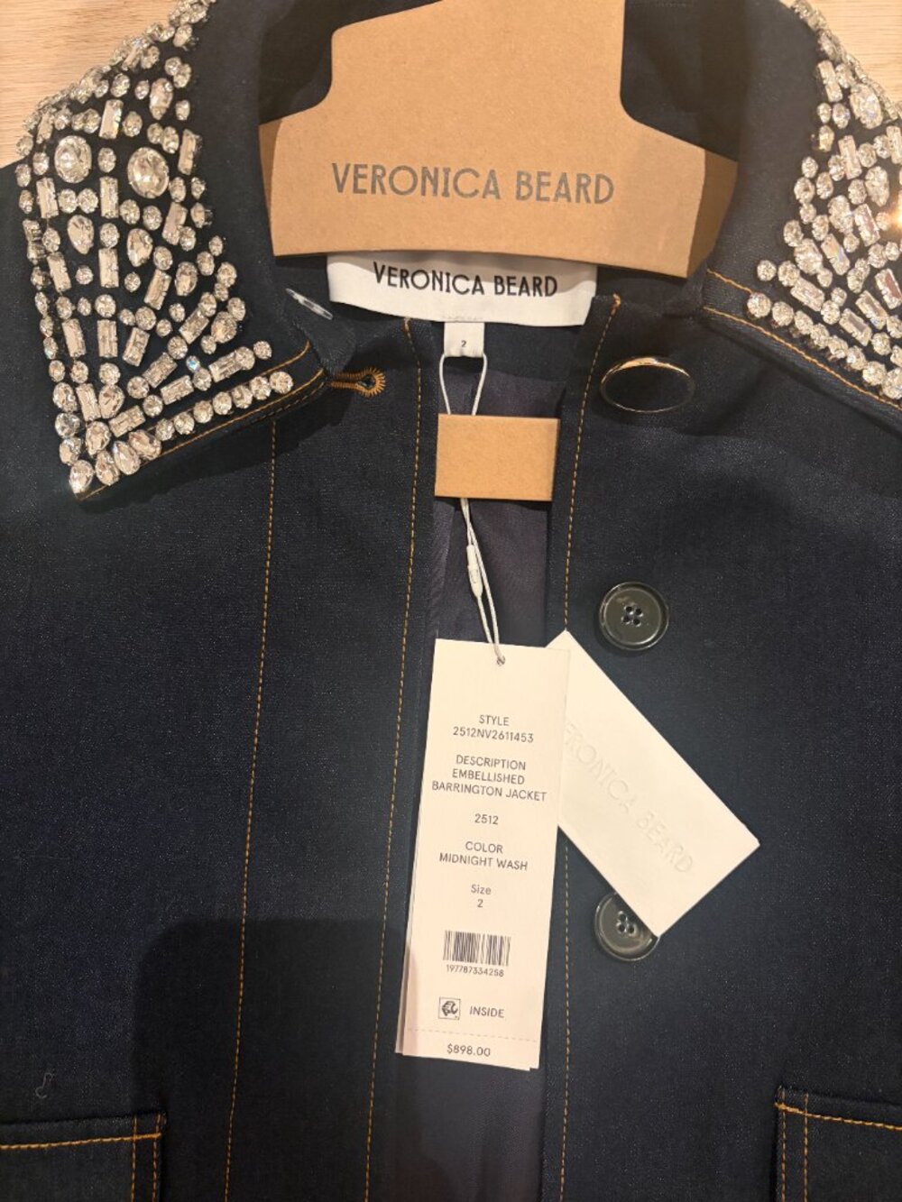 Veronica Beard - NWT Barrington Embellished Denim Jacket, Size 2 - Picture 2 of 7